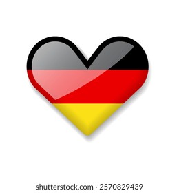 Germany - Shiny Flag in the Form of Heart. Vector Illustration.