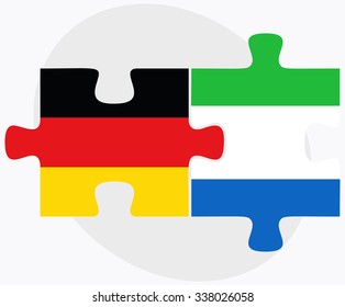 Germany and Sierra Leone Flags in puzzle isolated on white background
