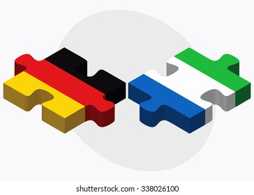 Germany and Sierra Leone Flags in puzzle isolated on white background