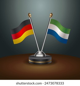 Germany and Sierra Leone table flags relation with gradient backgrund. Vector Illustration