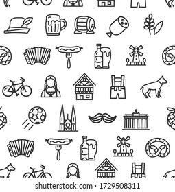 Germany Signs Seamless Pattern Background on a White for Web and App, Graphic Design. Vector illustration