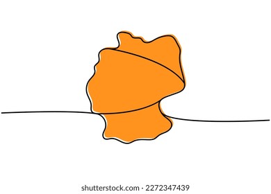Germany silhouette colored one line continuous drawing. Germany country silhouette continuous one line colorful illustration.