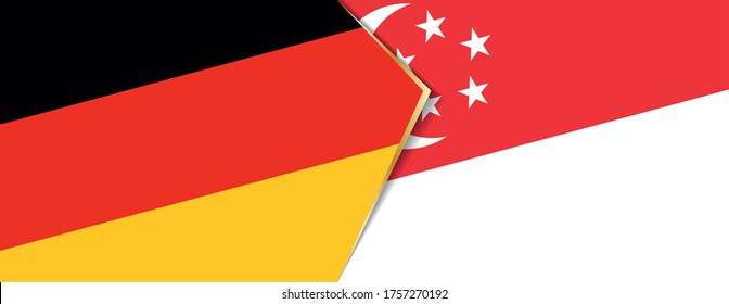 Deutschland und Singapur-Flaggen, zwei Vektorflaggen Symbol für Beziehung oder Konfrontation.