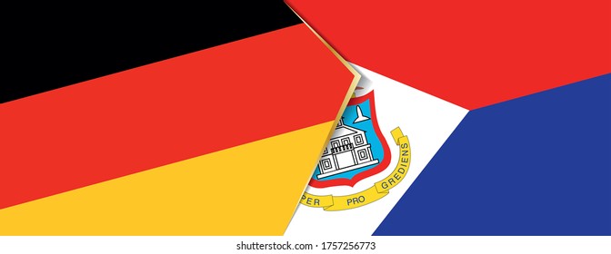 Germany and Sint Maarten flags, two vector flags symbol of relationship or confrontation.