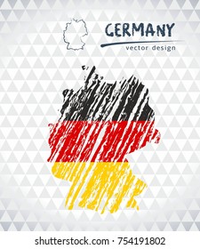 Germany sketch chalk drawing map isolated on a white background
