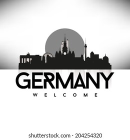 Germany, Skyline Design, Black vector illustration.