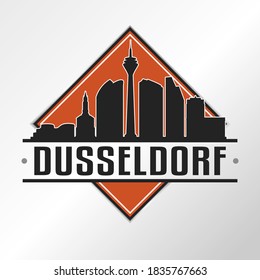 Düsseldorf, Germany Skyline Logo. Adventure Landscape Design Vector Illustration.