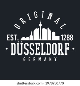 Düsseldorf, Germany Skyline Original. A Logotype Sports College and University Style. Illustration Design Vector City.