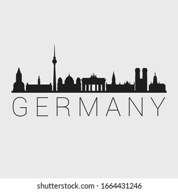 Germany Skyline Silhouette City. Design Vector. Famous Monuments Tourism Travel. Buildings Tour Landmark. svg