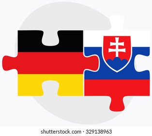 Germany and Slovakia Flags in puzzle isolated on white background