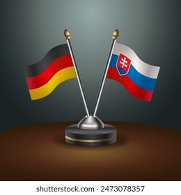Germany and Slovakia table flags relation with gradient backgrund. Vector Illustration