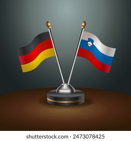 Germany and Slovenia table flags relation with gradient backgrund. Vector Illustration