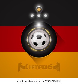 Germany soccer champions flag with ball and stars symbol