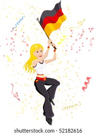 Germany Soccer Fan with flag. Editable Vector Illustration