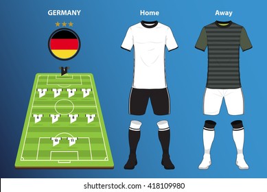 Germany soccer jersey template. Formation infographic. Vector Illustration.