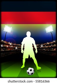 Germany Soccer Player on Stadium Background with Flag Original Illustration