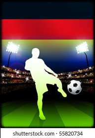 Germany Soccer Player on Stadium Background with Flag Original Illustration