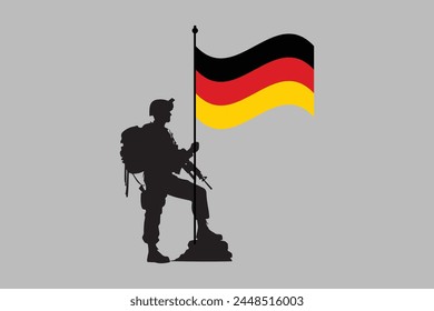 Germany soldier with flag, German national symbol, Germany country flag is a symbol of freedom, Vector illustration, Digital illustration
