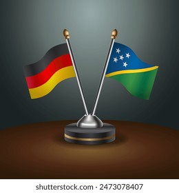 Germany and Solomon Islands table flags relation with gradient backgrund. Vector Illustration