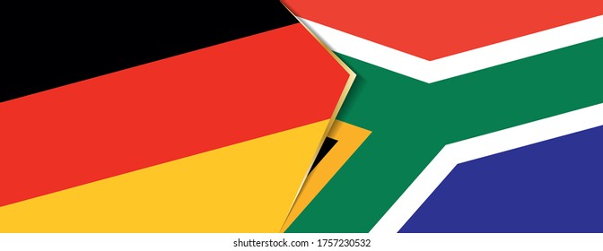 Deutschland und Südafrika Flaggen, zwei Vektorflaggen Symbol für Beziehung oder Konfrontation.