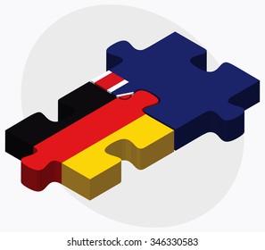 Germany and South Georgia and the South Sandwich Islands Flags in puzzle isolated on white background