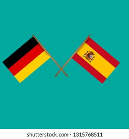 Germany and Spain crossed flags.Language learning or travel concept.
