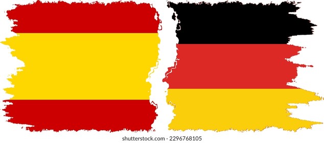 Germany and Spain grunge flags connection, vector