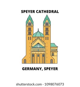 Germany, Speyer, Speyer Cathedral line icon concept. Germany, Speyer, Speyer Cathedral flat vector sign, symbol, illustration.