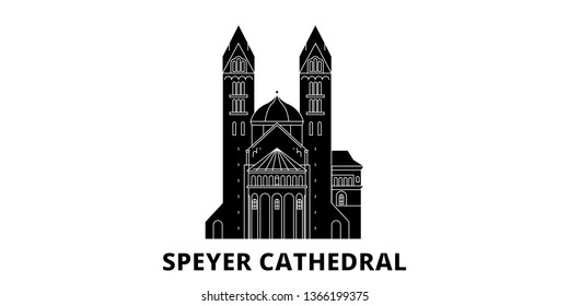 Germany, Speyer flat travel skyline set. Germany, Speyer black city vector illustration, symbol, travel sights, landmarks.