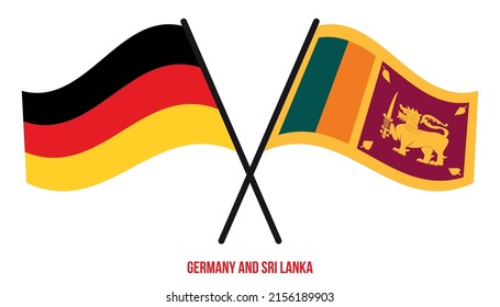 Germany and Sri Lanka Flags Crossed And Waving Flat Style. Official Proportion. Correct Colors.