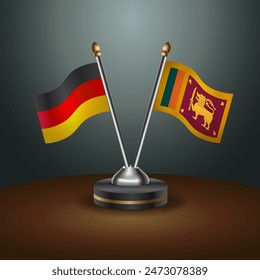 Germany and Sri Lanka table flags relation with gradient backgrund. Vector Illustration