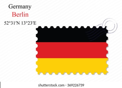 germany stamp design over stripy background, abstract vector art illustration, image contains transparency