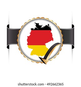 Germany stamp / label / ribbon with the map and flag of Germany. Copy-space for your own text. 