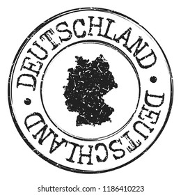 Germany Stamp Silhouette Map. Postal Passport Stamp Round Vector Icon Design.