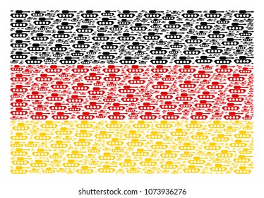 Germany State Flag collage created of military tank icons. Vector military tank icons are combined into conceptual Germany flag composition.