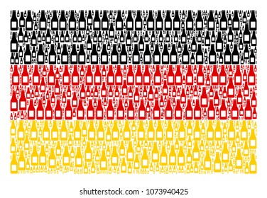 Germany State Flag collage created of beer bottle elements. Vector beer bottle design elements are combined into conceptual Germany flag composition.