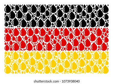 Germany State Flag collage made of drop pictograms. Vector drop icons are organized into geometric Germany flag pattern.