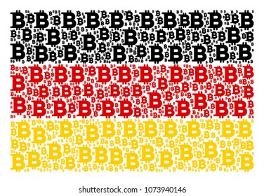 Germany State Flag collage made of bitcoin design elements. Vector bitcoin elements are organized into mosaic Germany flag composition.