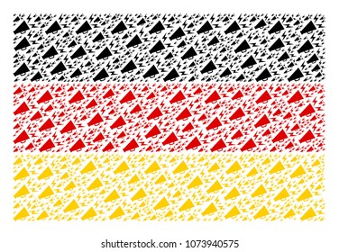 Germany State Flag mosaic combined of alert megaphone pictograms. Vector alert megaphone elements are composed into conceptual Germany flag pattern.