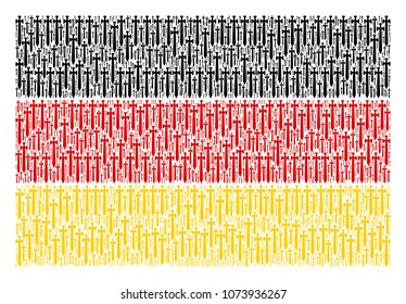 Germany State Flag mosaic composed of medieval sword pictograms. Vector medieval sword design elements are combined into geometric Germany flag pattern.