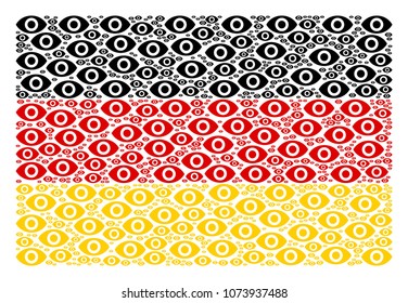 Germany State Flag mosaic created of eye pictograms. Vector eye items are composed into mosaic Germany flag illustration.