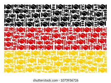 Germany State Flag mosaic made of handshake icons. Vector handshake items are united into mosaic Germany flag composition.