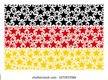 Germany State Flag pattern organized of fireworks star elements. Vector fireworks star design elements are organized into mosaic Germany flag collage.