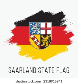 Germany State Saarland Vector Flag Design Template. Saarland Flag for Independence Day. Grunge Saarland Flag