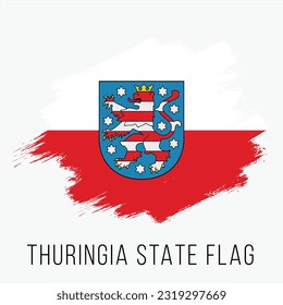 Plantilla de diseño de la bandera vectorial del estado alemán de Turingia. Bandera de Turingia por el Día de la Independencia. Bandera de Turingia Grunge