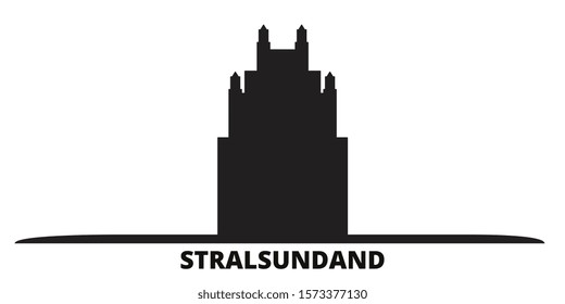 Germany, Stralsundand city skyline isolated vector illustration. Germany, Stralsundand travel black cityscape