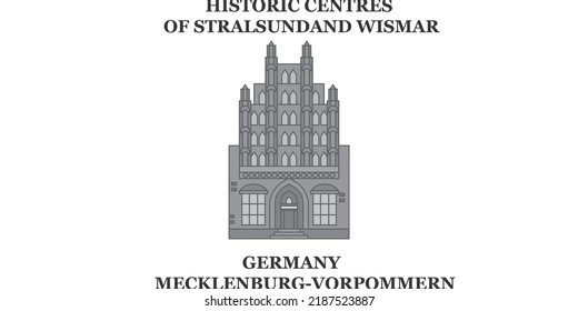 Germany, Stralsundand city skyline isolated vector illustration, icons