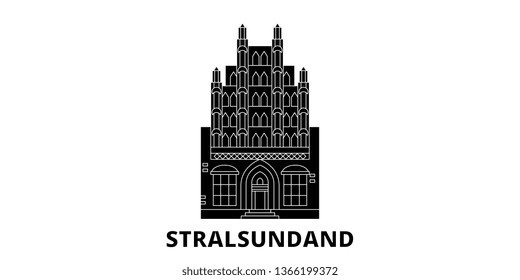 Germany, Stralsundand flat travel skyline set. Germany, Stralsundand black city vector illustration, symbol, travel sights, landmarks.