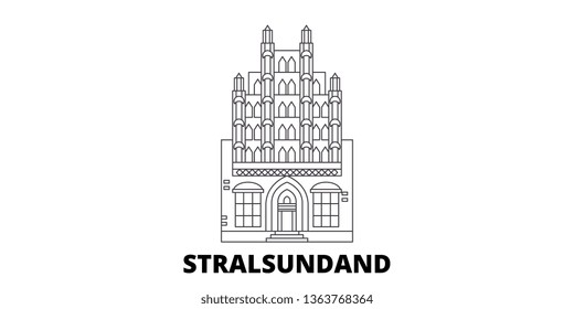 Germany, Stralsundand line travel skyline set. Germany, Stralsundand outline city vector illustration, symbol, travel sights, landmarks.