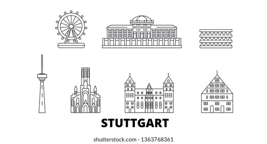 Germany, Stuttgart line travel skyline set. Germany, Stuttgart outline city vector illustration, symbol, travel sights, landmarks.